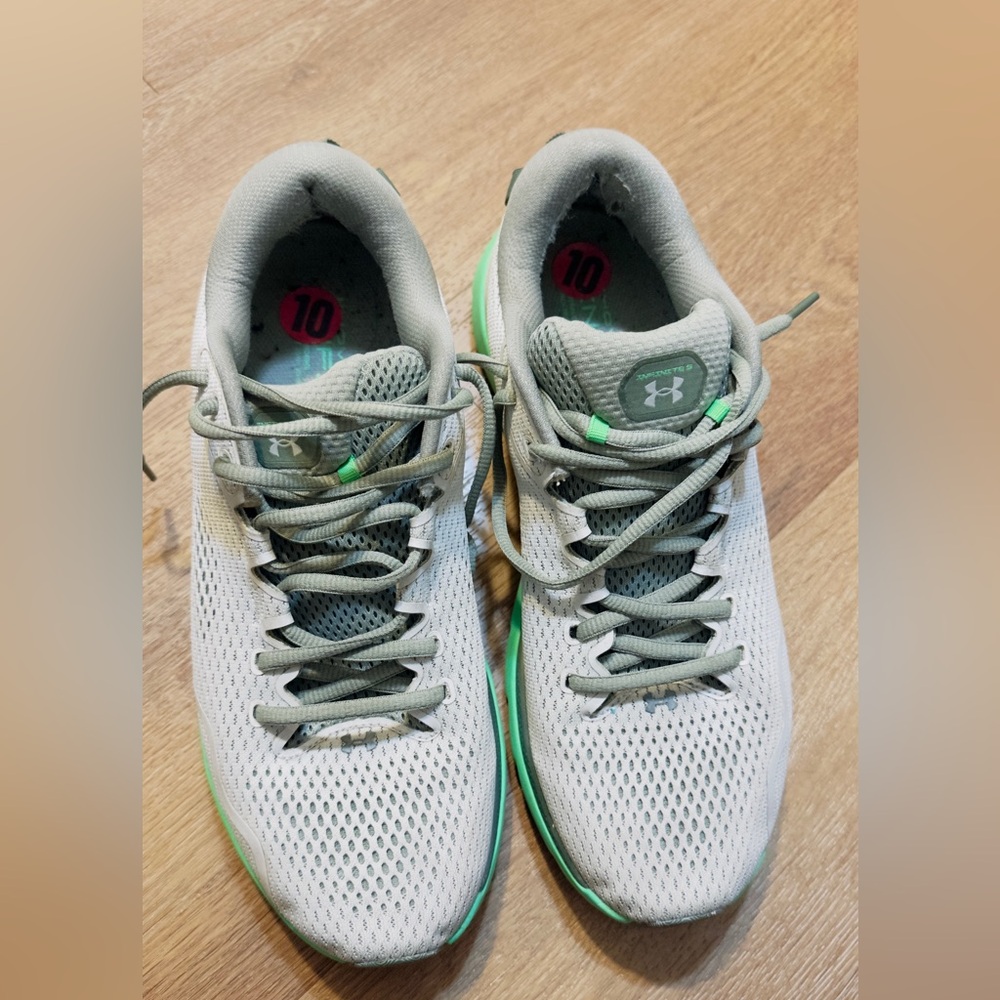 Under Armour Light Gray and Green Sneakers